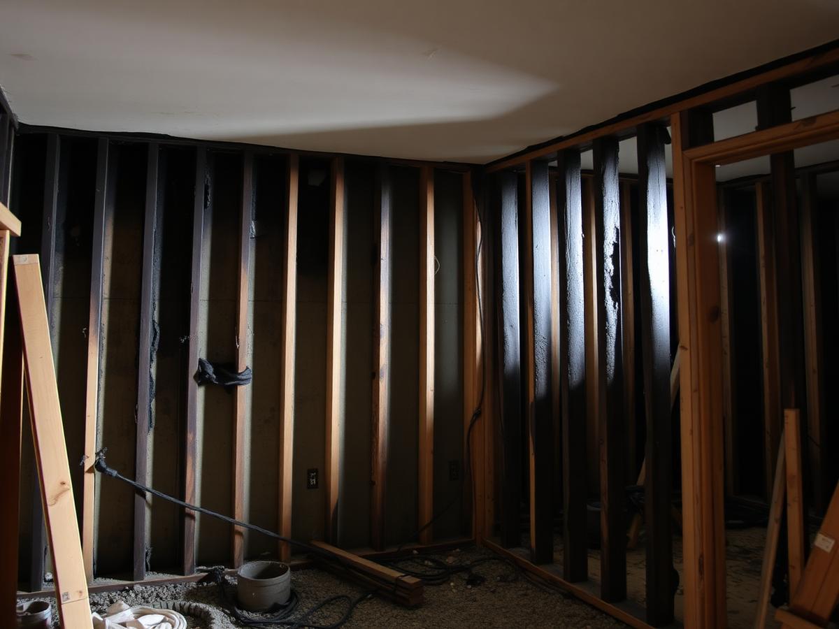 Fire damage reconstruction in progress